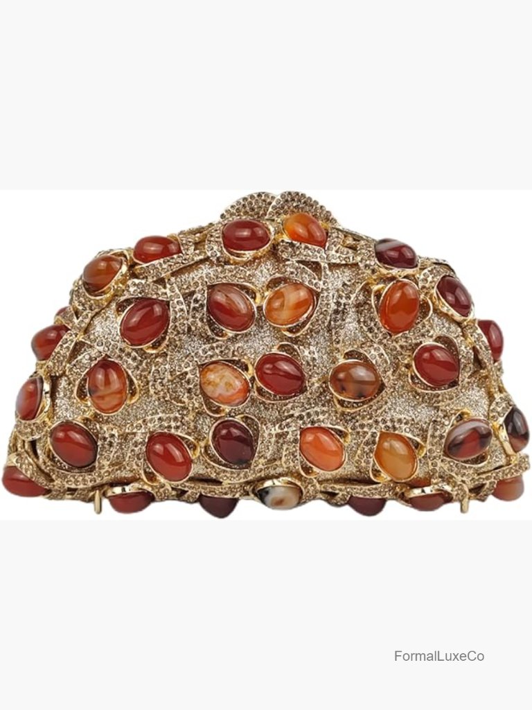 Luxury Crystal Clutch Evenings Bag Rhinestone Agate Stones Purses Handbag Party
